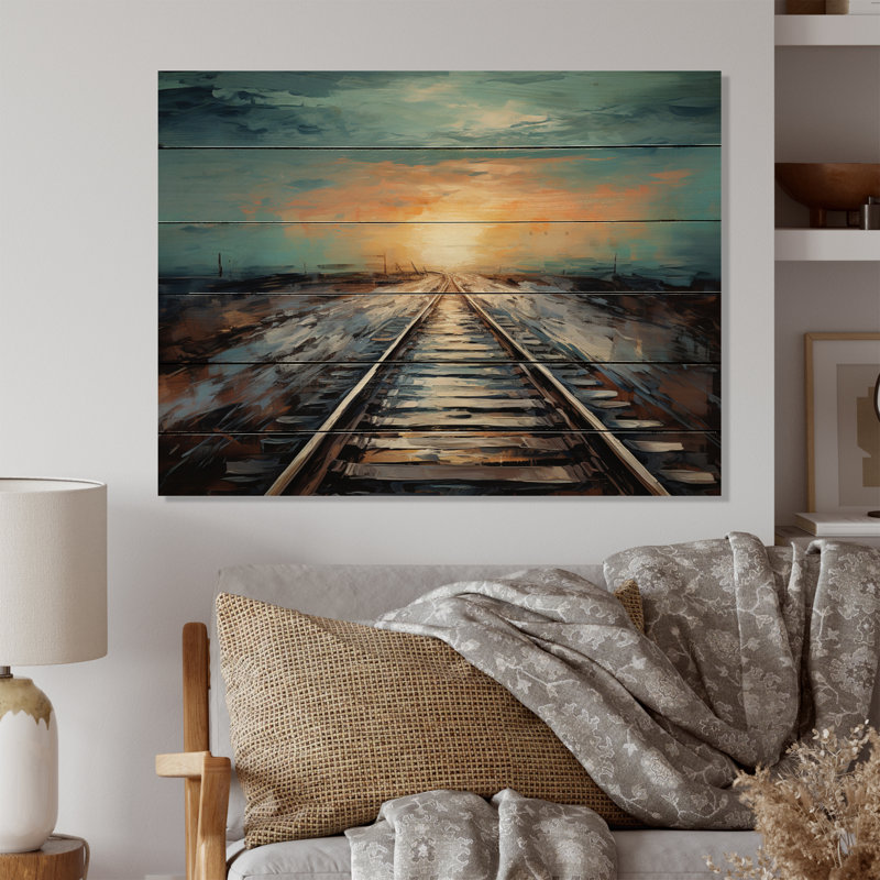 Peach Train Track Serene Railways, 24" H x 32" W x 0.78" D