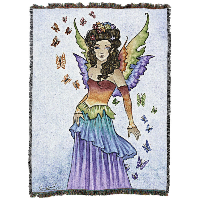 Pure Country Weavers Flutter Fairy Blanket by Amy Brown - Butterfly Fantasy Gift Tapestry Throw Woven from Cotton - Made in the USA (72x54)