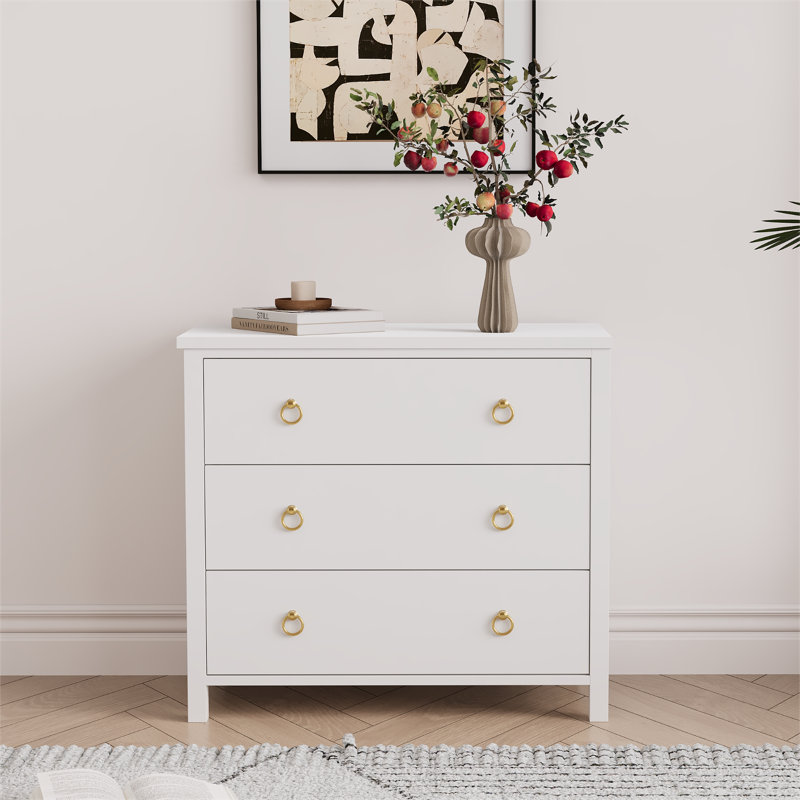 Dresser for Bedroom, Chest of Dressers 29" Tall Dresser for Closet with 3 Drawers Chest Nightstand with Clothes Storage Cabinet, Drawer Organizer for Bedroom, Living Room, Closet, Hallway, White
