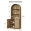 80" Boho Arched Bookcase with Rattan Doors and Adjustable Shelves-1013410634