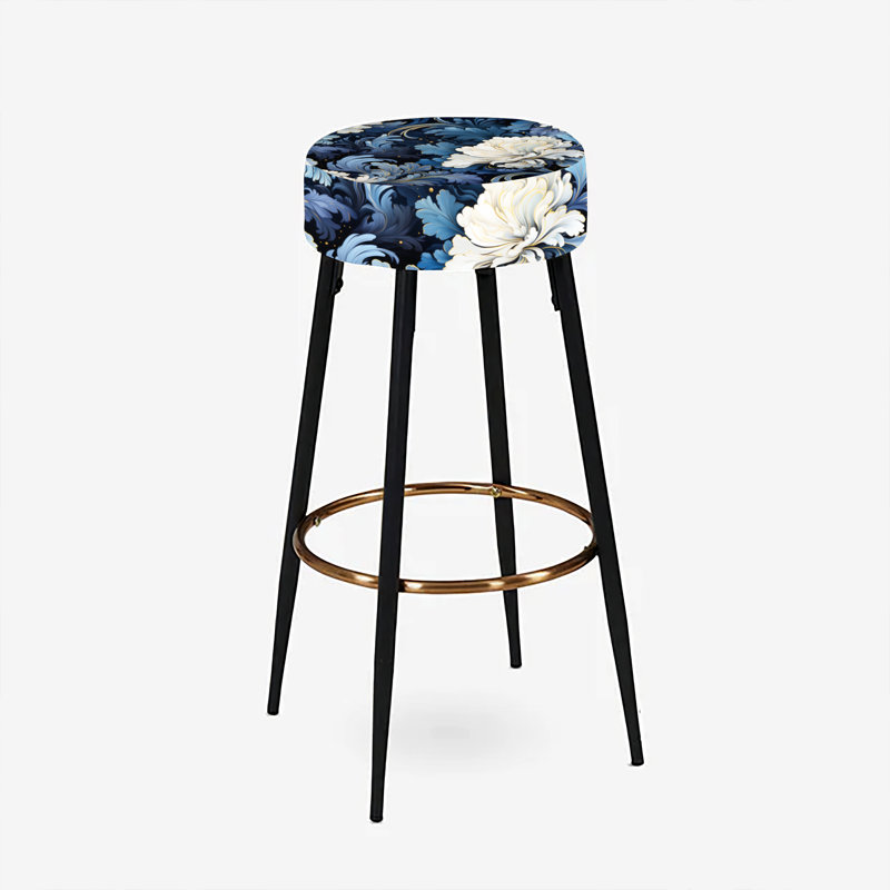 Ensemble de 2 tabourets de bar Astrask Blue White Damask Radiance