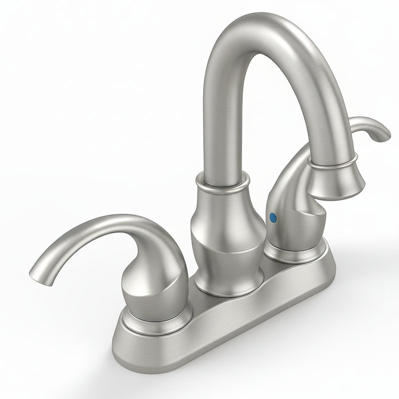 Robinet pour salle de bain à poignée double 4 pouces avec ensemble de bonde, Nickel brossé