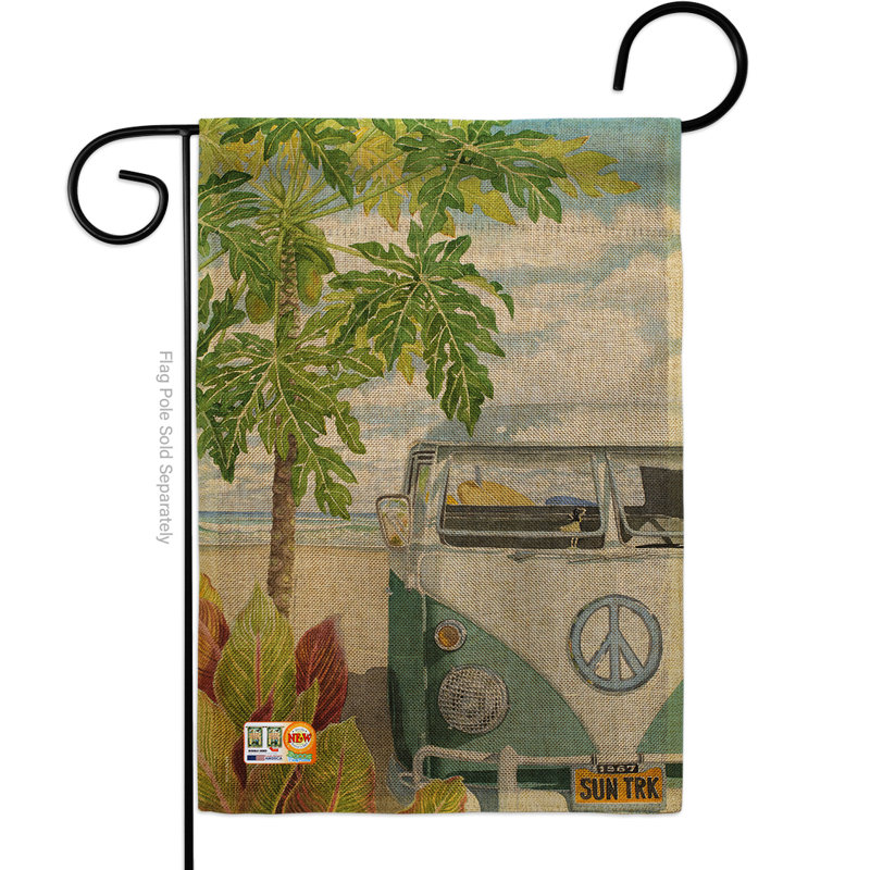 Hula fille amusant dans le soleil 2 côtés en toile jute 19 x 13 po drapeau de jardin