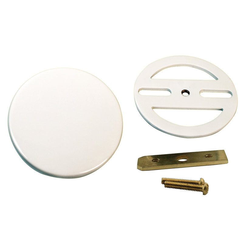 No-Hole Bath Overflow Faceplate and Adaptor, Powder Coat White