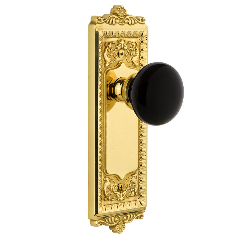 Grandeur Windsor Plate Double Dummy with Coventry Door Knob, Polished Brass