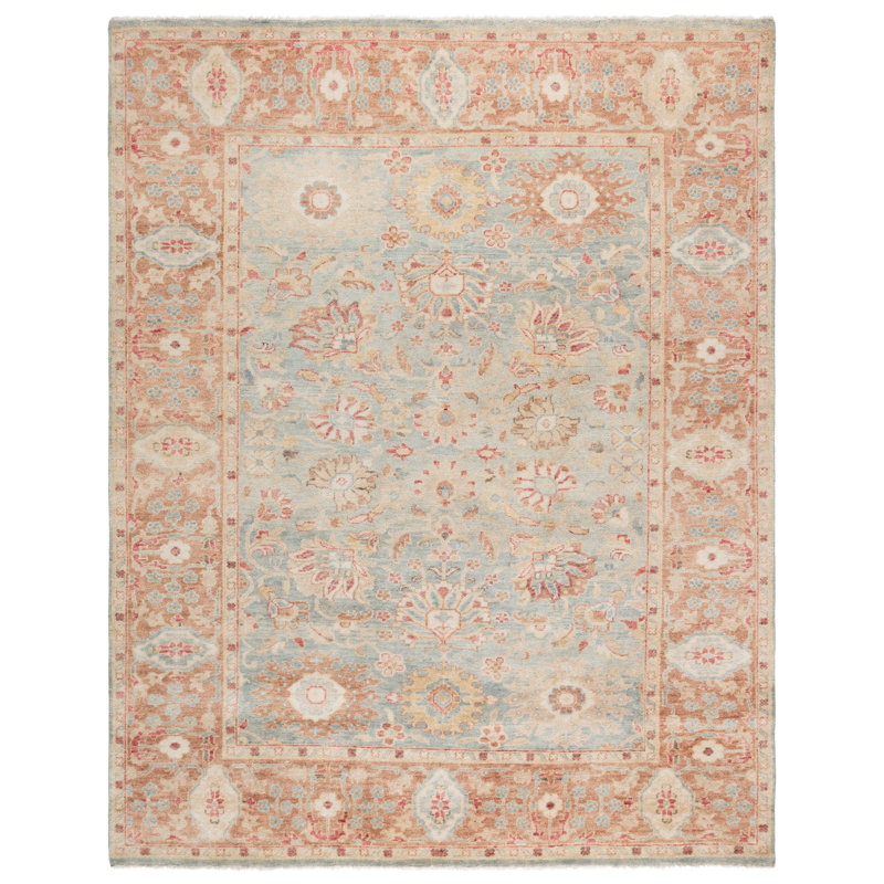 Oushak 201 en laine nouée à la main à 80%; Tapis oriental 20% coton, Rectangle 9 pi x 12 pi