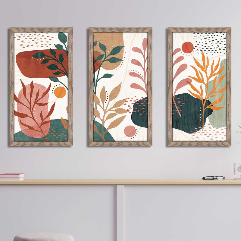 "Abstract Blossom I" par Véronique Charron, reproduction sur acrylique 3 pièces, H 25,5 po x l 40,5 po x P 1 po