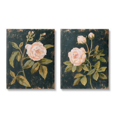 " Enchanted Vintage Rose Florals Distressed " by Victoria Borges 2 - Pieces