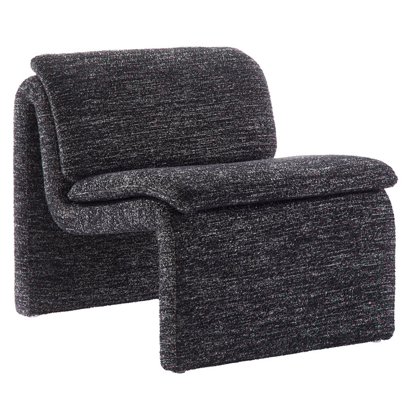 Lume Boucle Upholstered Armless Accent Chair, Charcoal Fabric