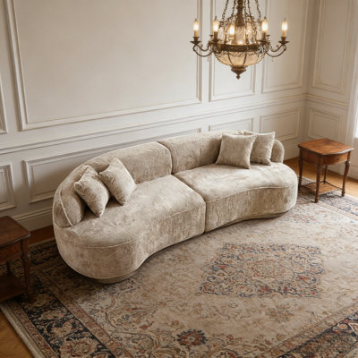 Canapé modulaire incurvé en forme de L Compression Modern, canapé surdimensionné en tissu Boucle Luxury