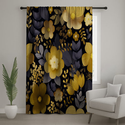Floral Window Curtains, Nature Sheer & Blockout Curtains - 1 Panel