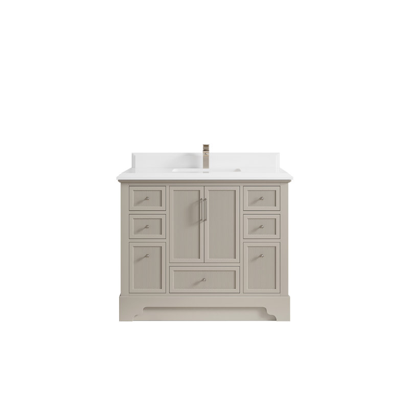Alys 42'' Single Bathroom Vanity with Quartz Top, White