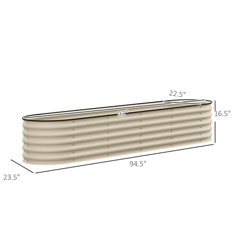 Boîte à fleurs d'extérieur en métal, H 16,5 po x l 94,5 po x P 23,5 po, Blanc