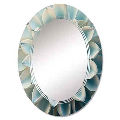 Blue,White Dahlia Flowers I - Floral Dahlia Wall Mirror