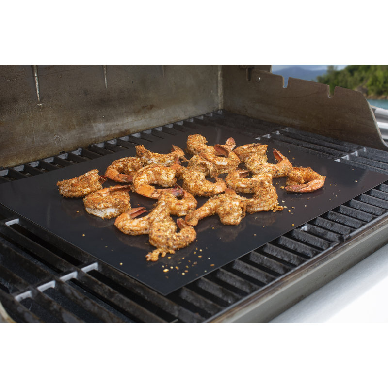 Black Heavy-Duty Non-Stick BBQ Grill Mats (Set of 2)