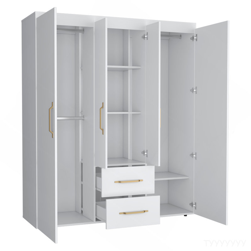 Armoire Elma, chambre à coucher, blanc, Blanc