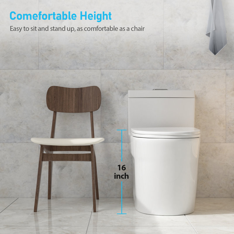 Toilette allongée une pièce, double chasse puissante à jupe double 1,24 / 1,43 GPP avec siège, 12 po brut