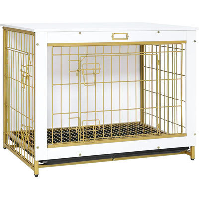 Dog Crate Furniture, 32.5" Medium Dog Kennel Indoor, Wood...