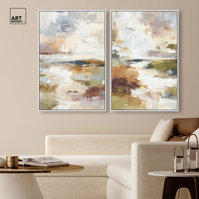 Décoration murale bohème Edge of the Land Serenity Duo par Art Remedy, cadre blanc, 24 x 36