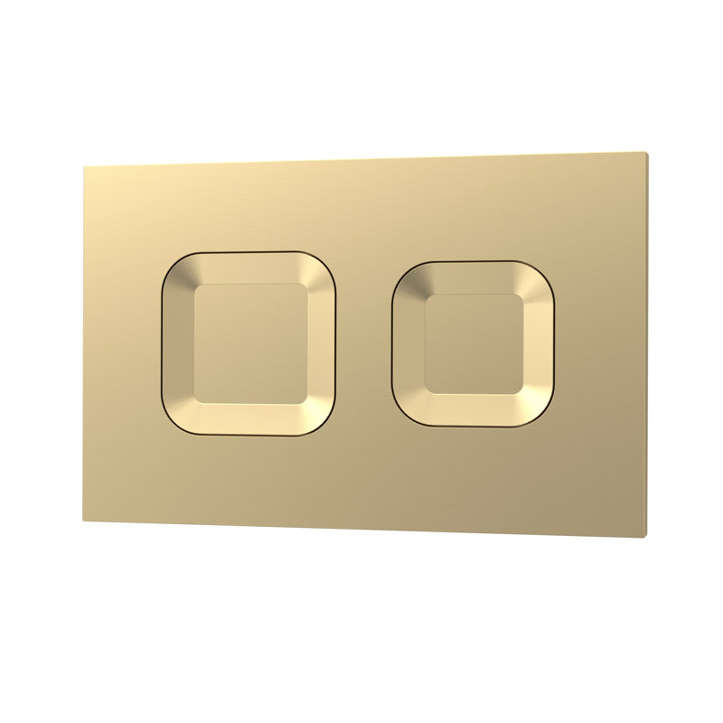 Matt Black Square Dual Flush Push Button, Brushed Brass
