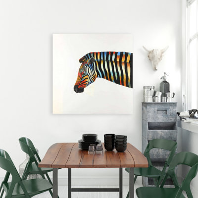 Colorful zebra - Illustrative Animals Canvas for Home Decor