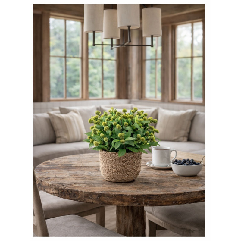 Faux Greenery Arrangement in Textured Jute Pot