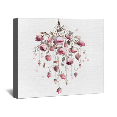 Toile tendue avec aquarelle roses roses