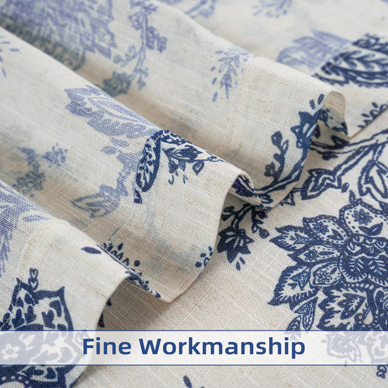 Kitchen Curtain Floral Tier Linen Short Pinstripe Cafe for Living Room Bathroom Julia Farmhouse Rustic Curtains Rod Pocket 2 Panels