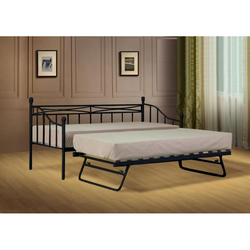 Leonardo Steel Daybed (Trundle Not Included), Single (3'), Black