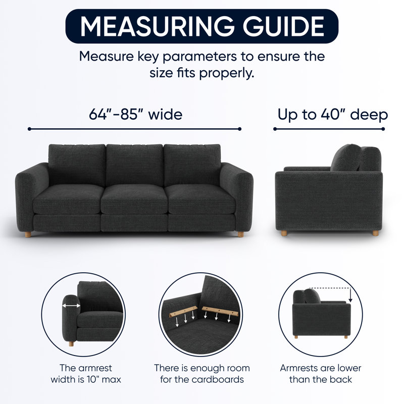 Stretchy Slipcover for Sofa - Durable & Stylish - Printed Collection, Venezia Gray, 85" W