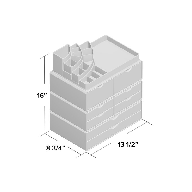Acrylic 9 Compartment Makeup Organizer, Clear