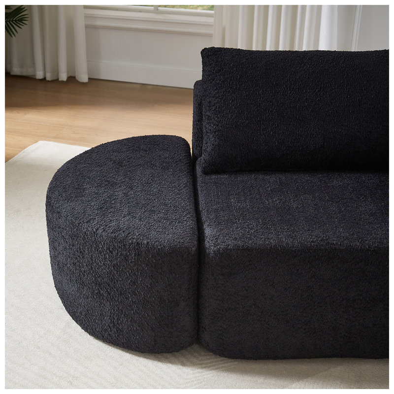 Sup Furn106.3" W x 57.9" D x 29.5" H Chenille Fabric Modular Sectional Sofa, Black Chenille