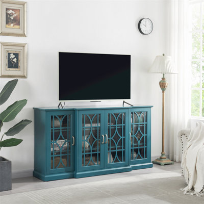 4 - Door Accent Cabinet,Wooden Sideboard Buffet,TV Stand with Glass Door by Red Barrel Studio
