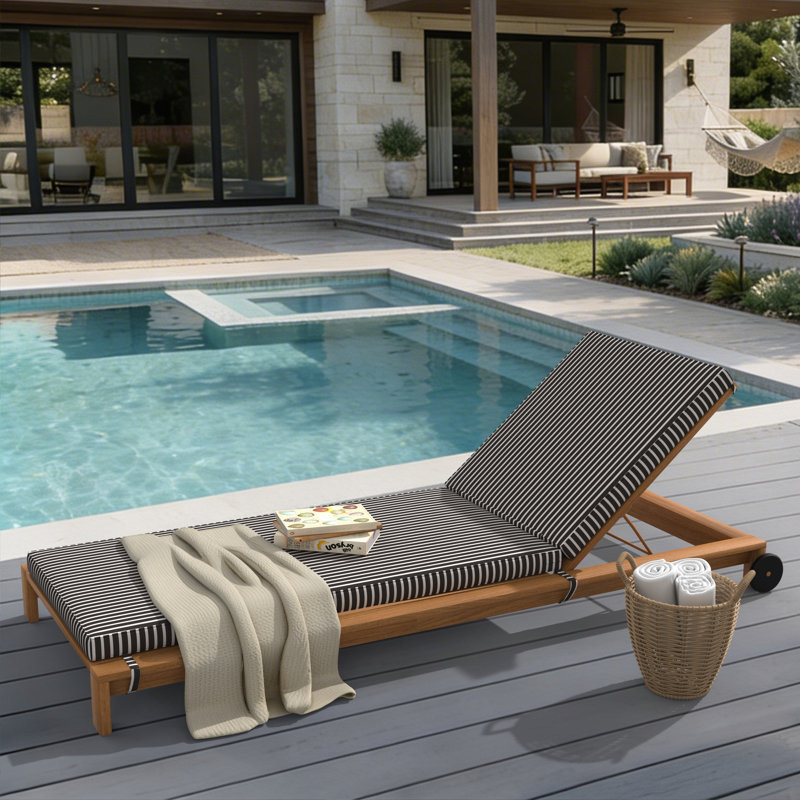 Outdoor Chaise Cushion With Sunbrella Fabric, 26" W x 80" D, Sunbrella® Shore Classic