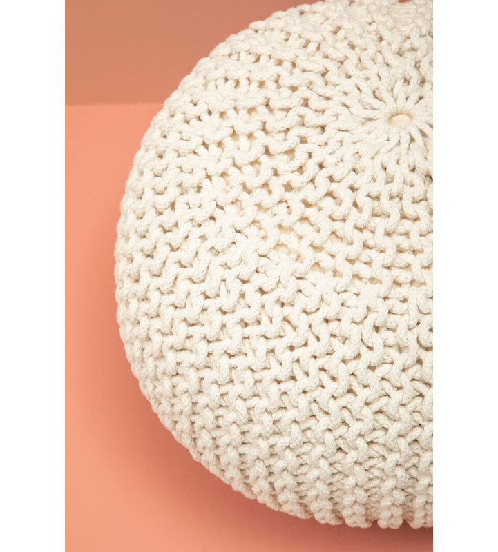 50cm Wide Pouffe Ottoman, Cream