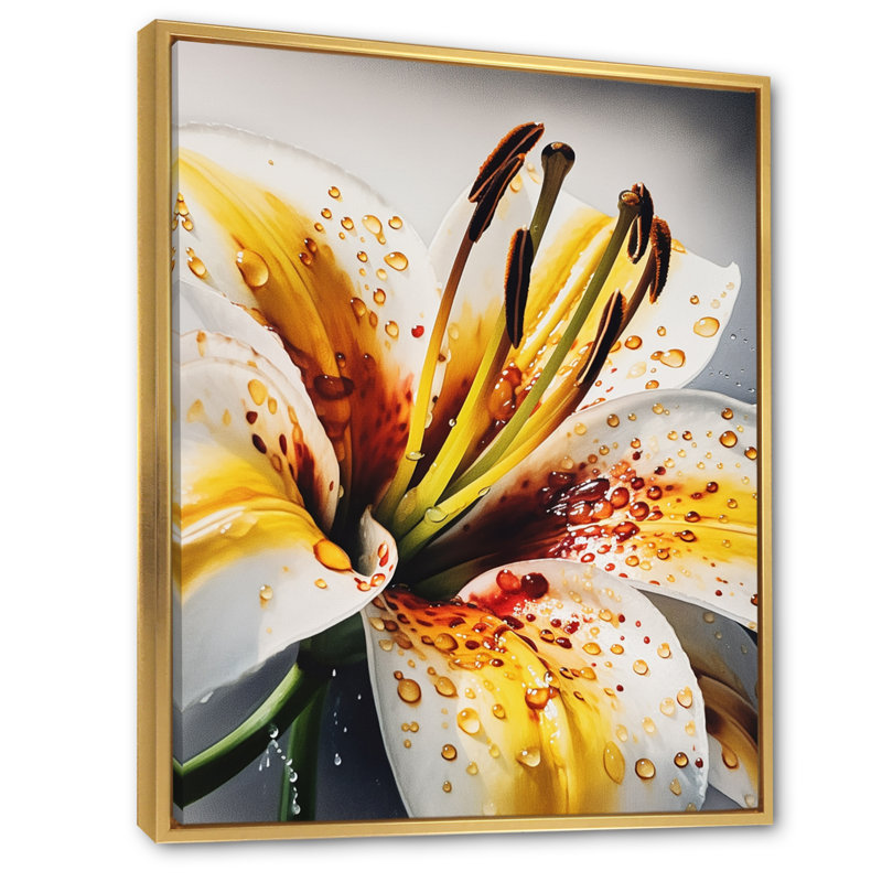 Yellow Lily Serenade " Yellow Lily Serenade ", 32" H x 24" W x 1" D, Gold Floater Framed