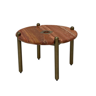 Table de bout en travertin rouge Ravello