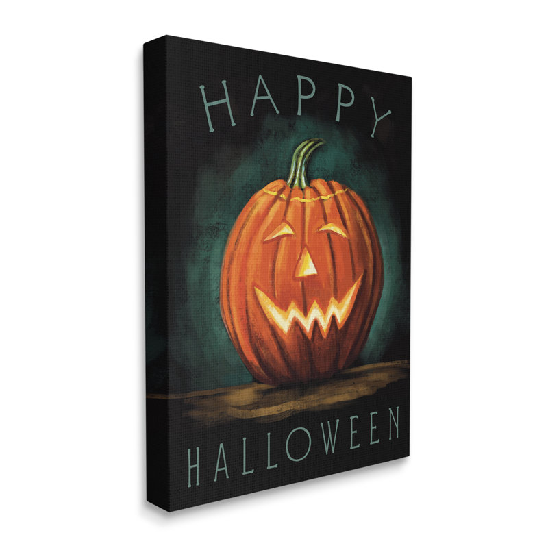 Joyeux Halloween - peinture, H 20 po x l 16 po x P 1,5 po, Toile tendue