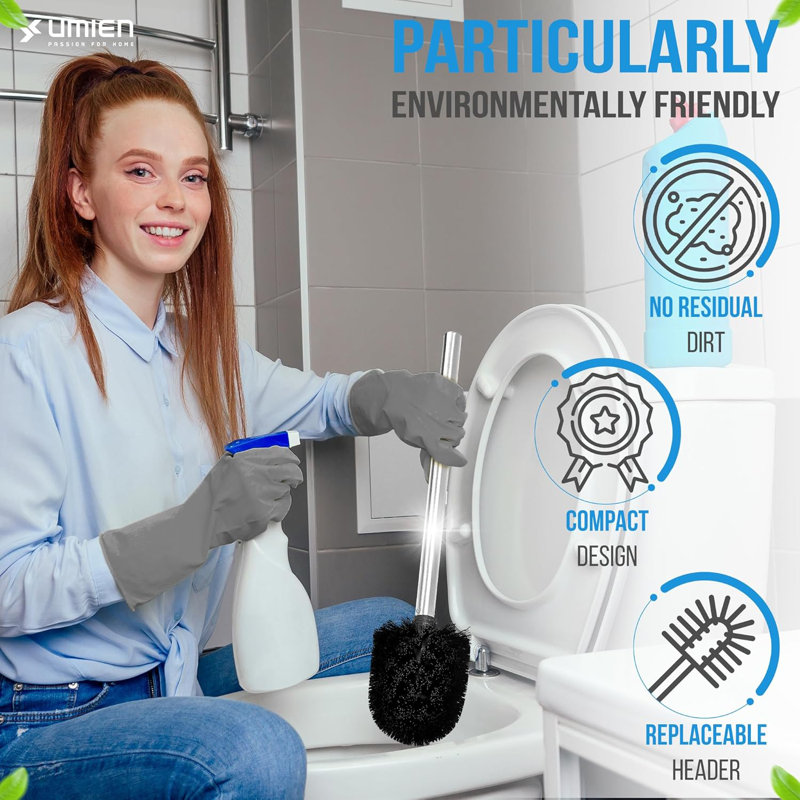 Ensemble de brosse de toilette en métal 18 po avec couvercle UMIEN