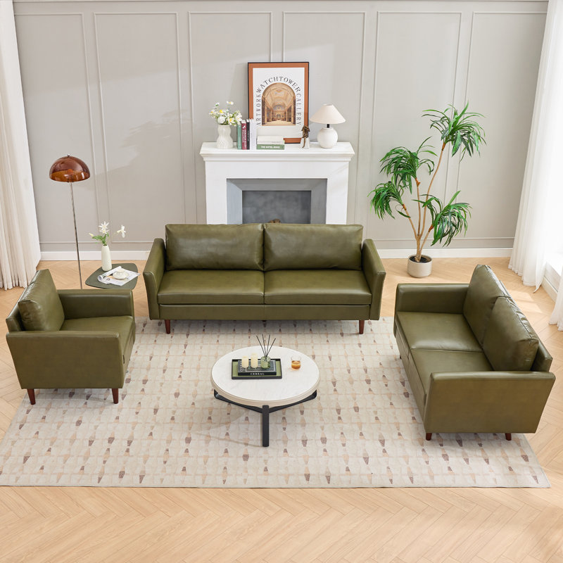 Ensemble de salon 3 pièces Bobur, Vert olive