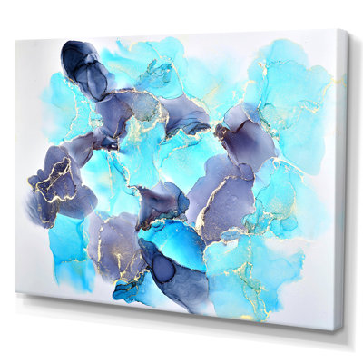 Turquoise de luxe abstrait fluide III - peinture sur toile