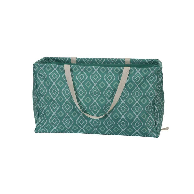 Rectangular Krush Container, All‑Purpose Utility Tote with Diamond Pattern, Teal Geo
