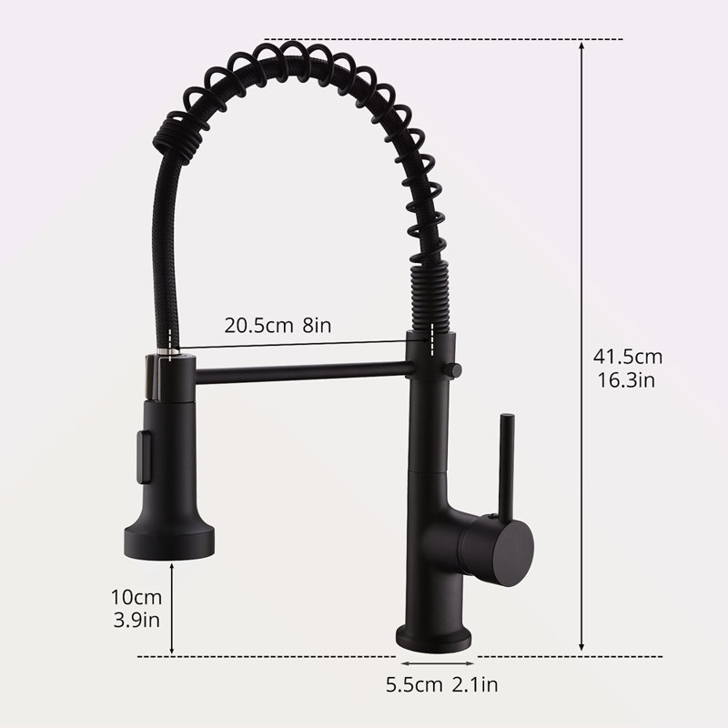 Commercial Black Kitchen Faucet With Pull Down Sprayer, Single Handle Single Lever Kitchen Sink Faucet, Black