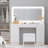 Makeup Vanity Desk with LED Lighted Mirror & Power Outlet & 7 Drawers-1671923503