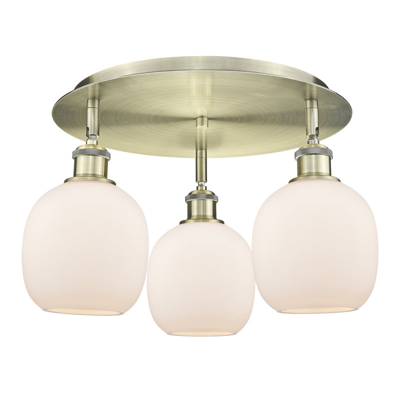 Plafonnier semi-encastré en verre Alve, Laiton antique, Blanc mat