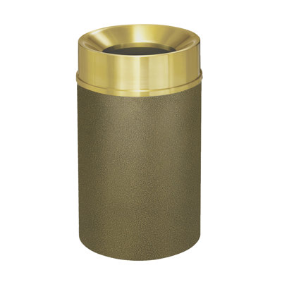 Glaro Funnel Top Waste Receptacle - 33 gal - Bronze Vein body / Satin Brass cover