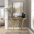Derbyshire Metal Geometric Gold Console Table with Mirrored Glass Top