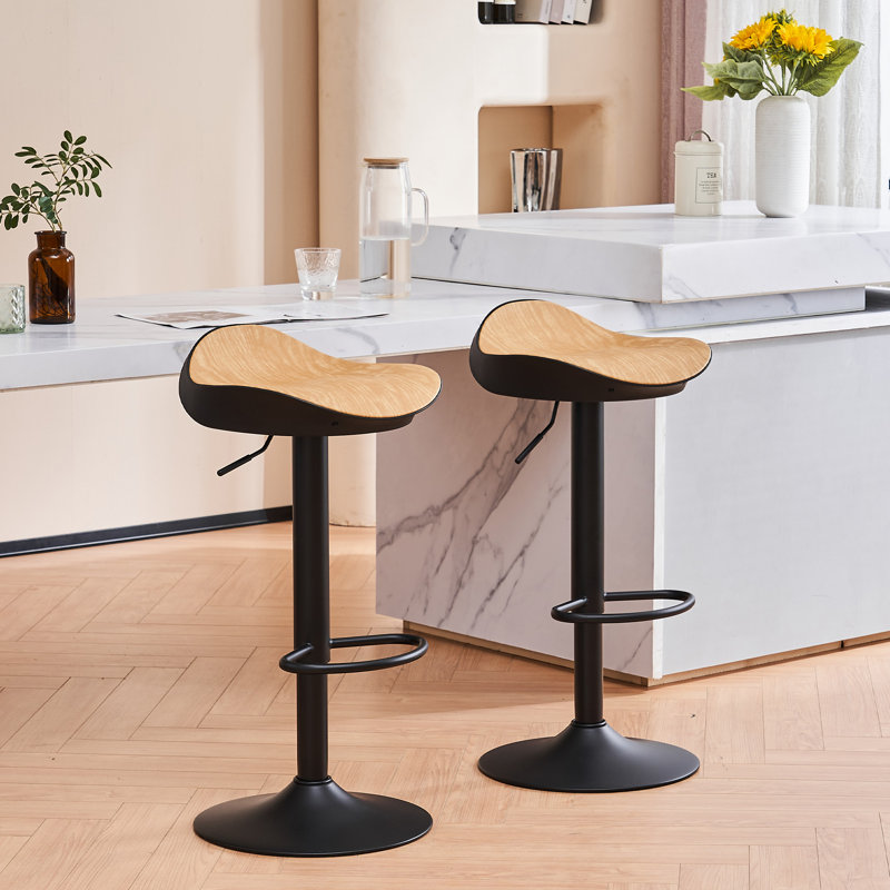 Swivel Adjustable Height Counter Stool with Metal Frame, Burlywood