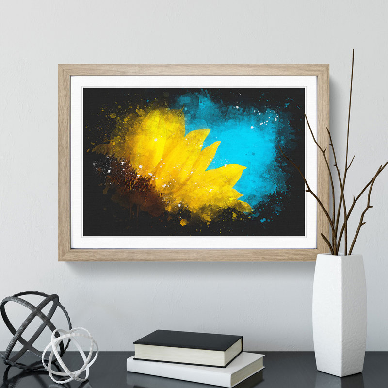 Sunflower at the End of Summer - Picture Frame Graphic Art Print, 62cm H x 87cm W x 2cm D, Oak Framed