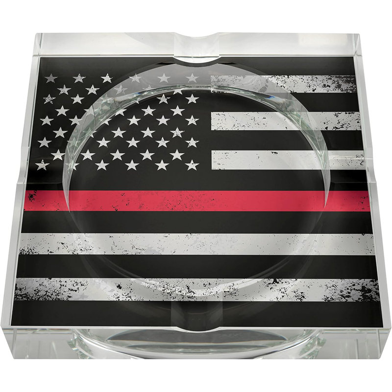 Humidor Supreme Crystal Ashtray, Red Line